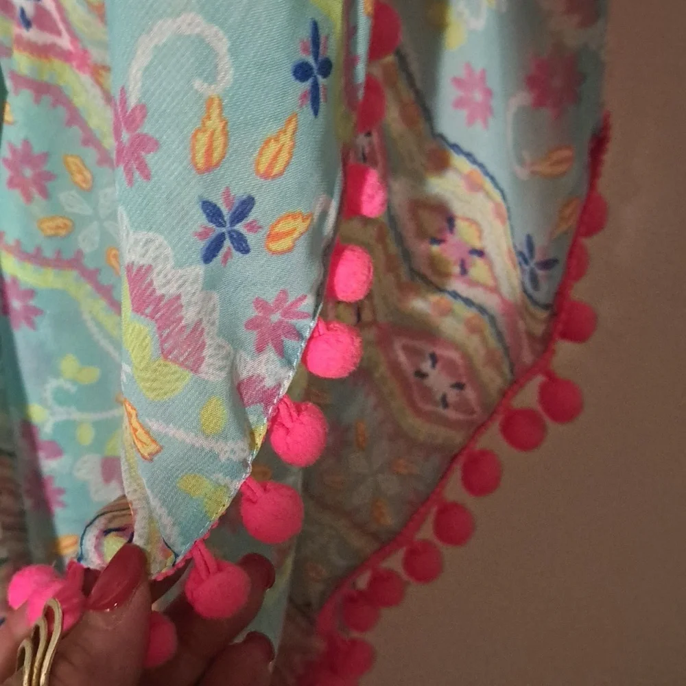 Beach Coverup With Pink Tassels - Picture 2 of 2